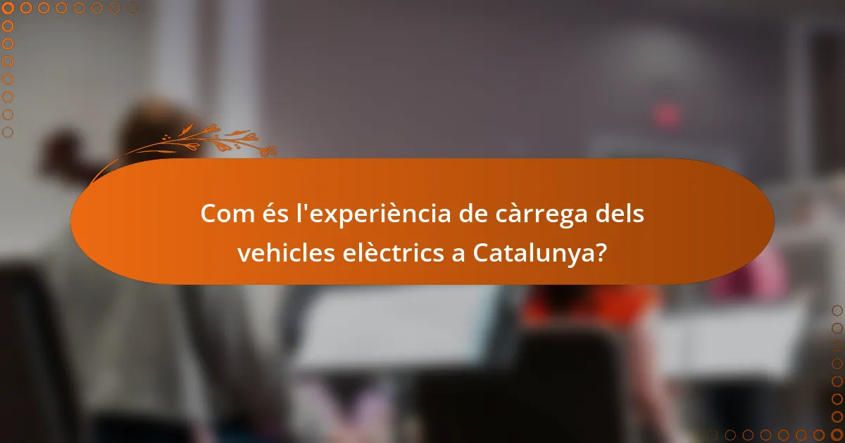 Com és l'experiència de càrrega dels vehicles elèctrics a Catalunya?