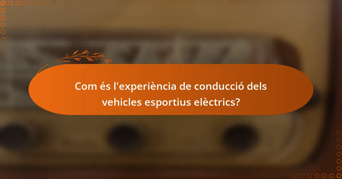 Com és l'experiència de conducció dels vehicles esportius elèctrics?