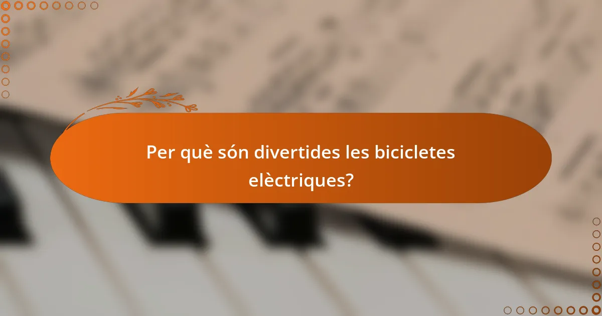 Per què són divertides les bicicletes elèctriques?