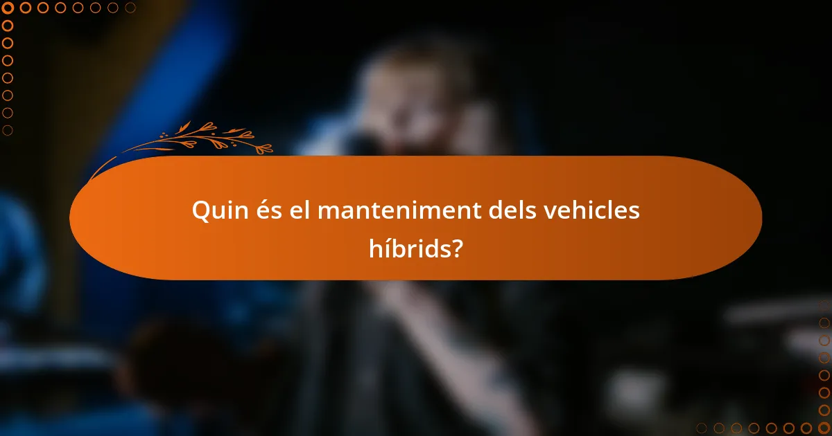 Quin és el manteniment dels vehicles híbrids?