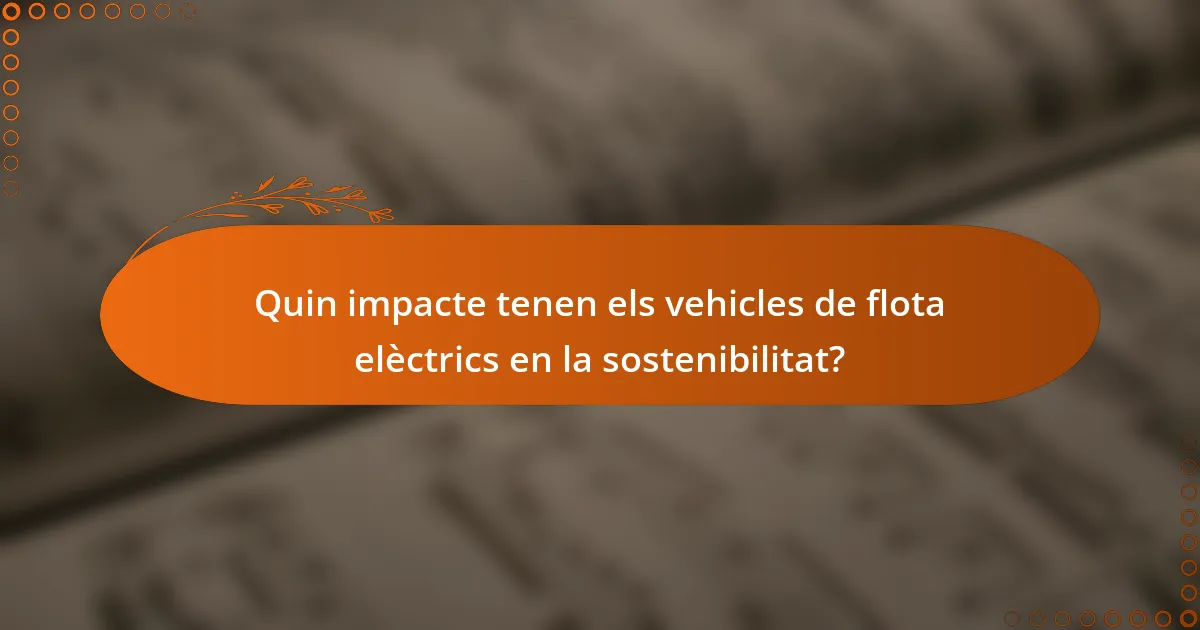Quin impacte tenen els vehicles de flota elèctrics en la sostenibilitat?