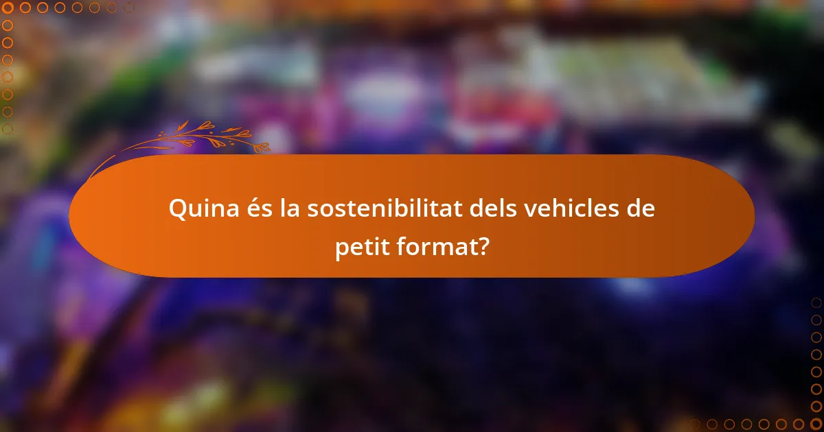 Quina és la sostenibilitat dels vehicles de petit format?