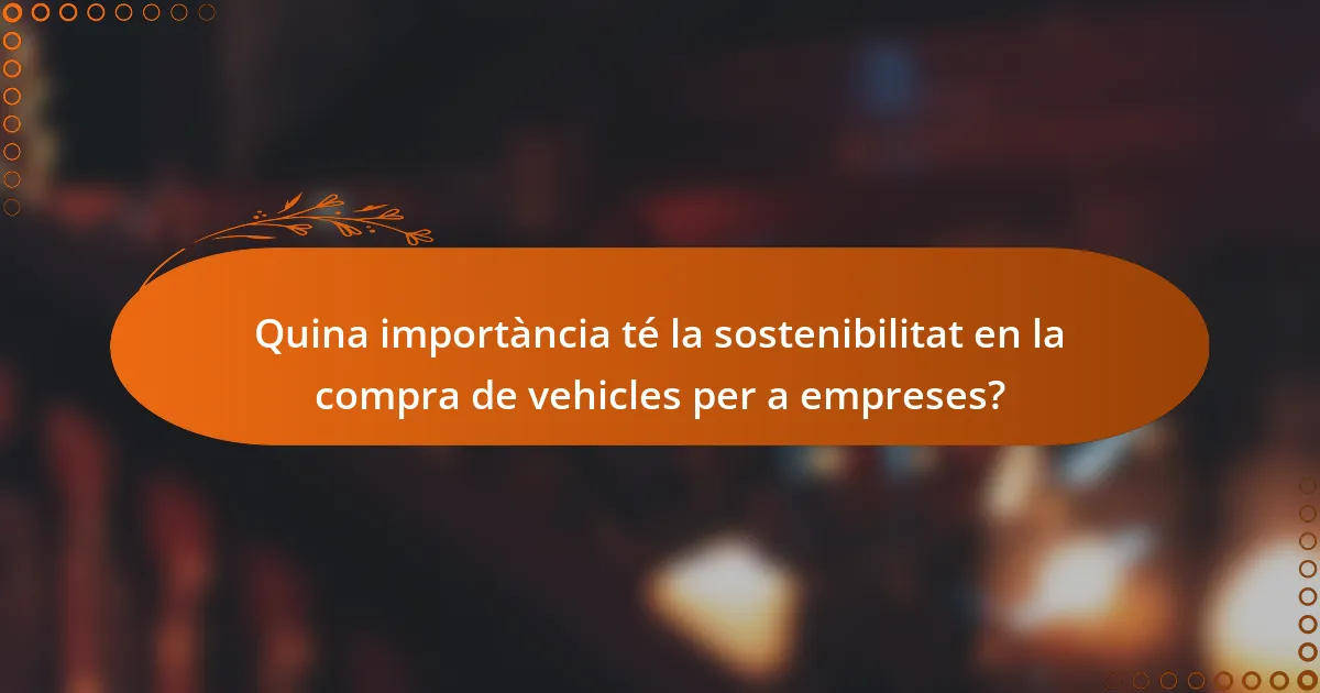 Quina importància té la sostenibilitat en la compra de vehicles per a empreses?