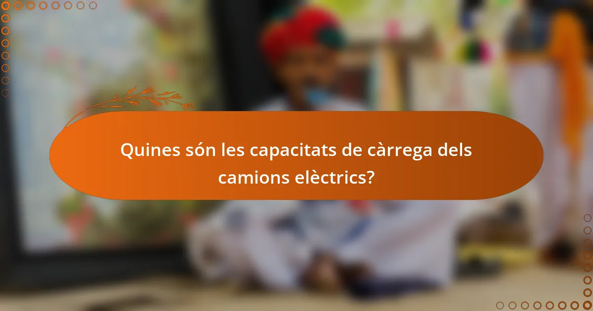 Quines són les capacitats de càrrega dels camions elèctrics?