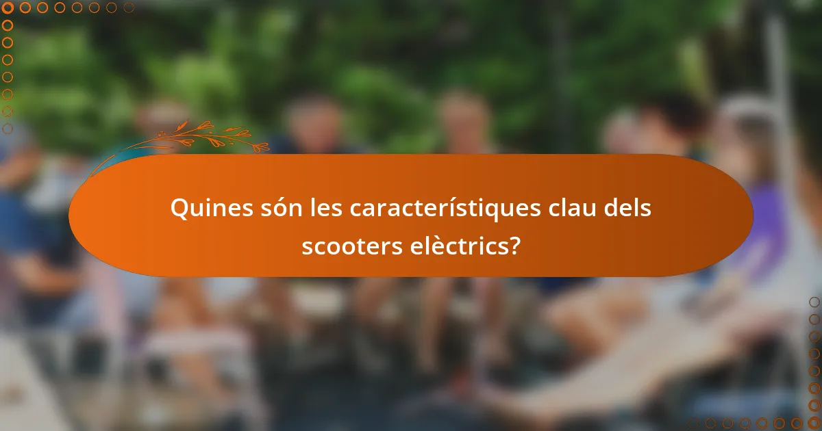 Quines són les característiques clau dels scooters elèctrics?