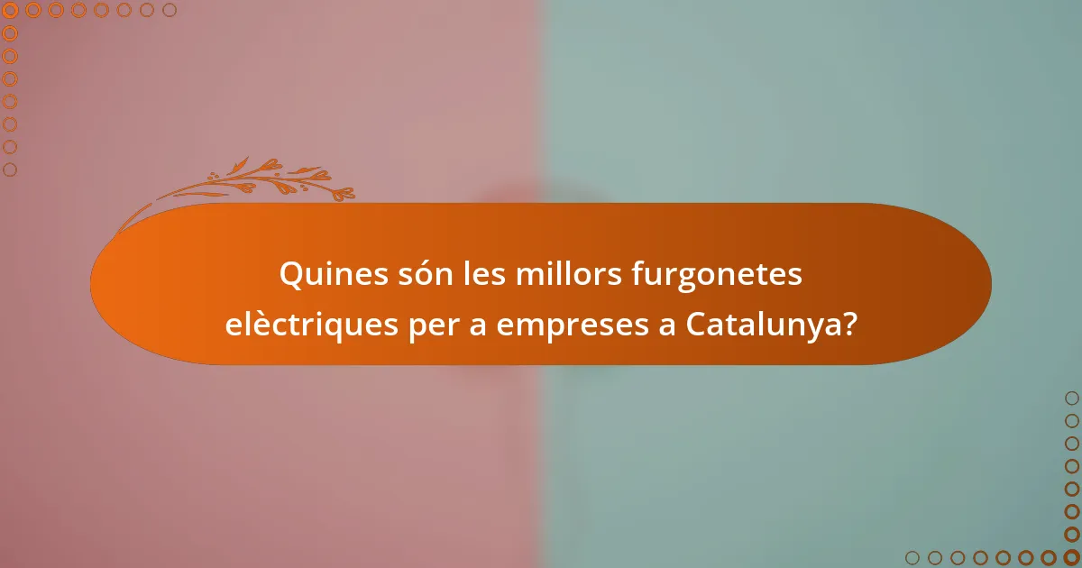 Quines són les millors furgonetes elèctriques per a empreses a Catalunya?