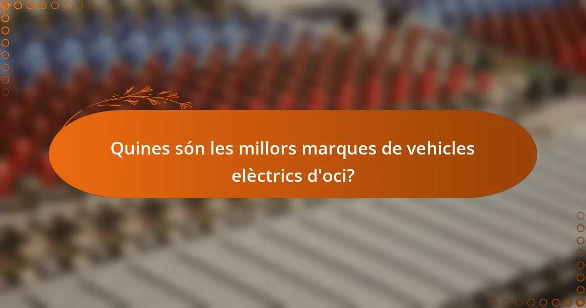 Quines són les millors marques de vehicles elèctrics d'oci?