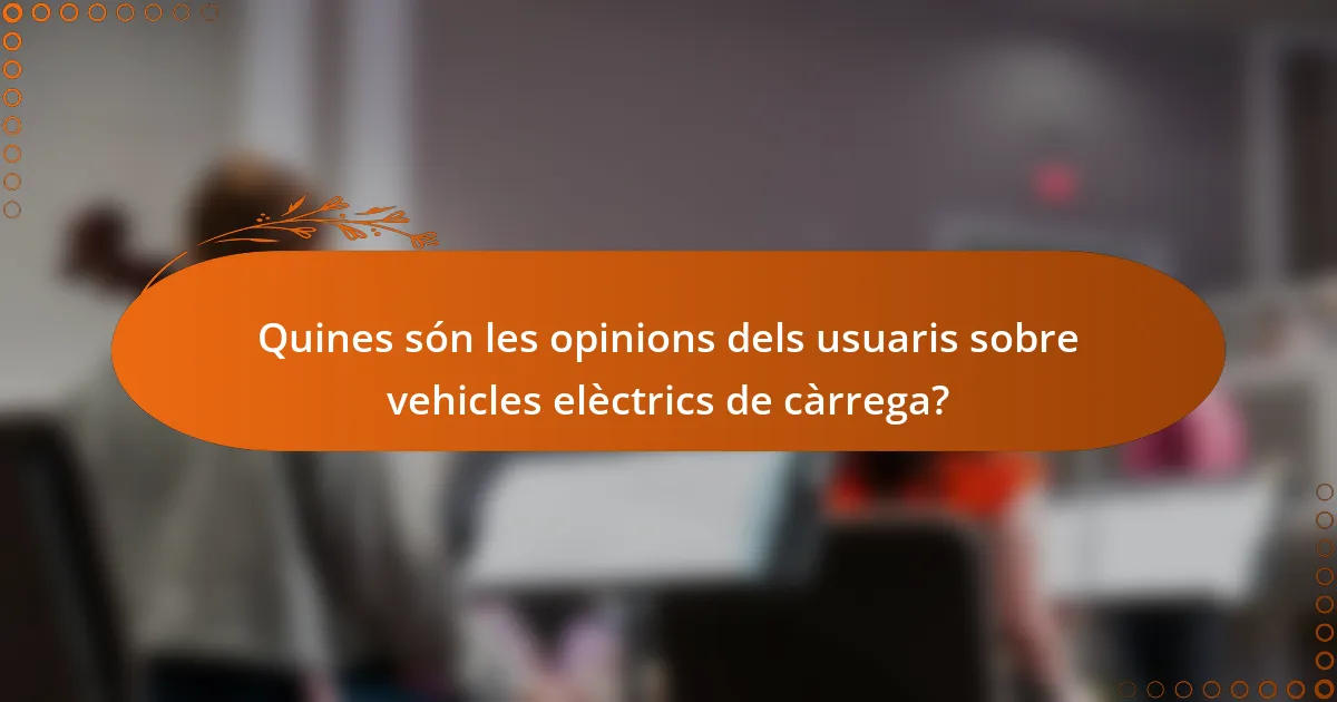 Quines són les opinions dels usuaris sobre vehicles elèctrics de càrrega?