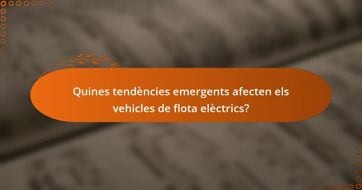 Quines tendències emergents afecten els vehicles de flota elèctrics?