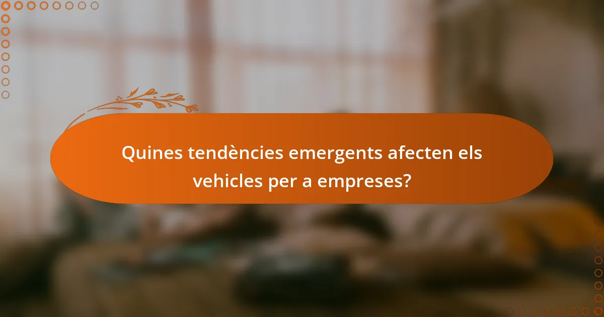 Quines tendències emergents afecten els vehicles per a empreses?
