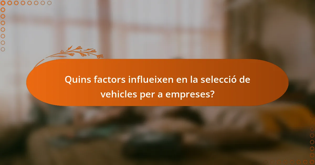 Quins factors influeixen en la selecció de vehicles per a empreses?