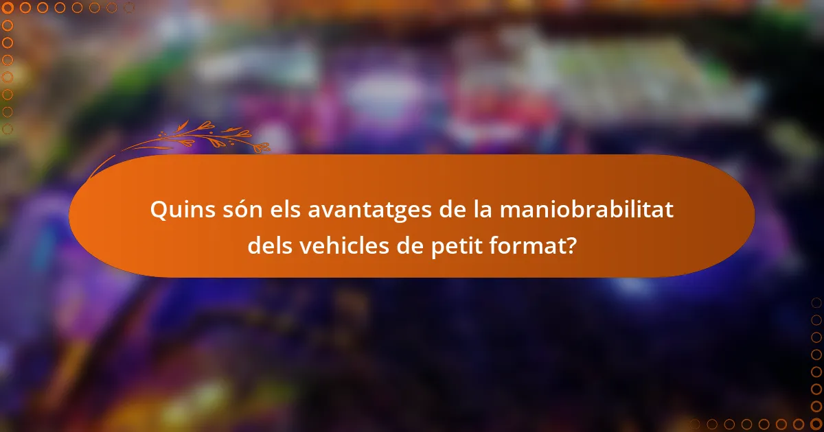 Quins són els avantatges de la maniobrabilitat dels vehicles de petit format?