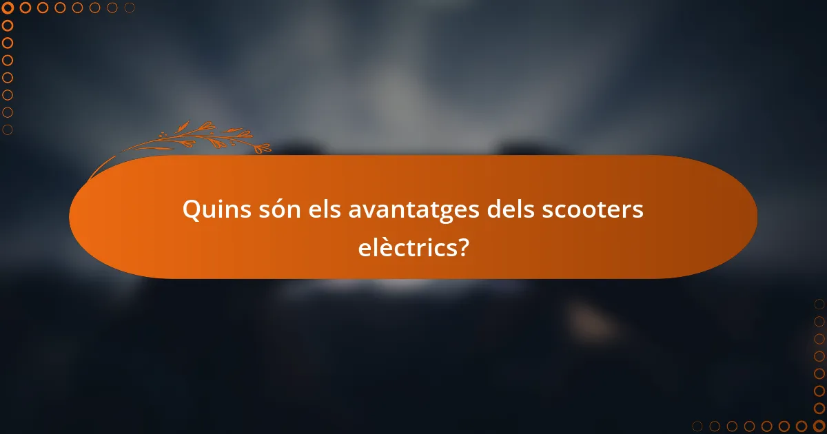 Quins són els avantatges dels scooters elèctrics?