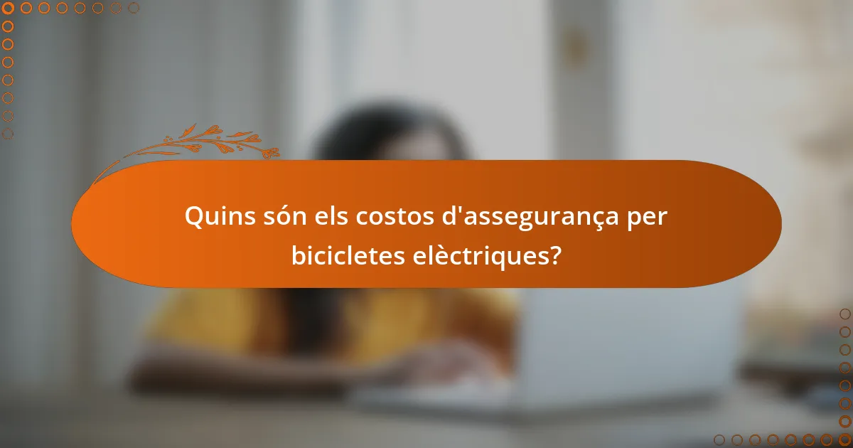 Quins són els costos d'assegurança per bicicletes elèctriques?
