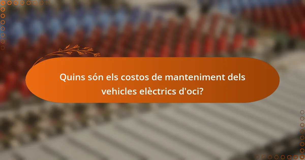 Quins són els costos de manteniment dels vehicles elèctrics d'oci?
