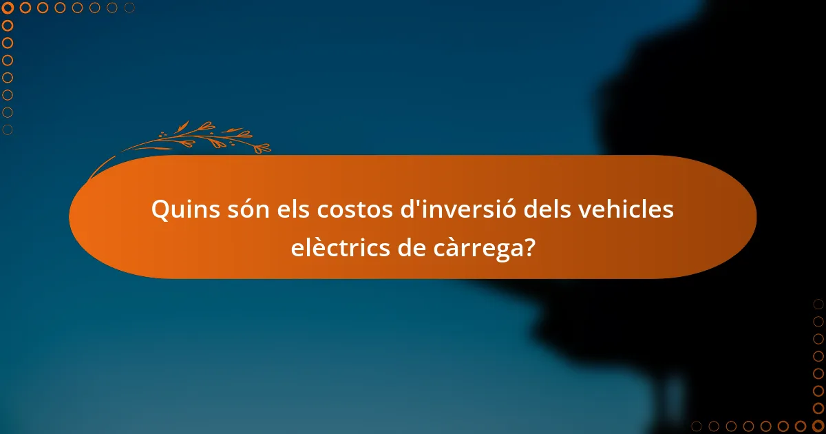 Quins són els costos d'inversió dels vehicles elèctrics de càrrega?
