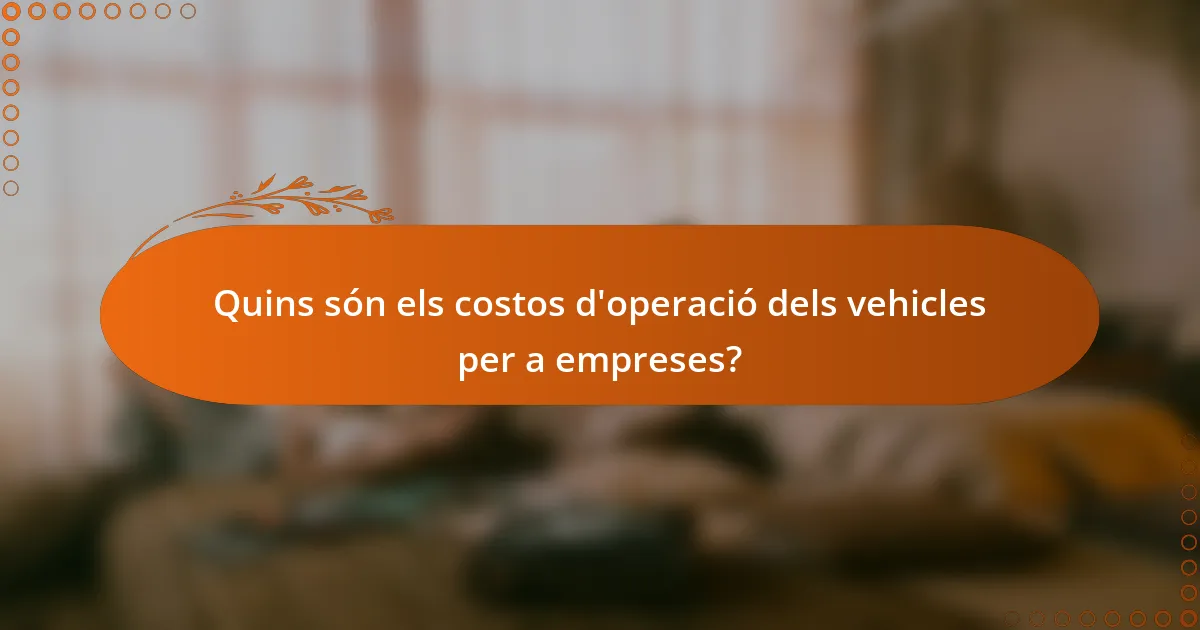 Quins són els costos d'operació dels vehicles per a empreses?
