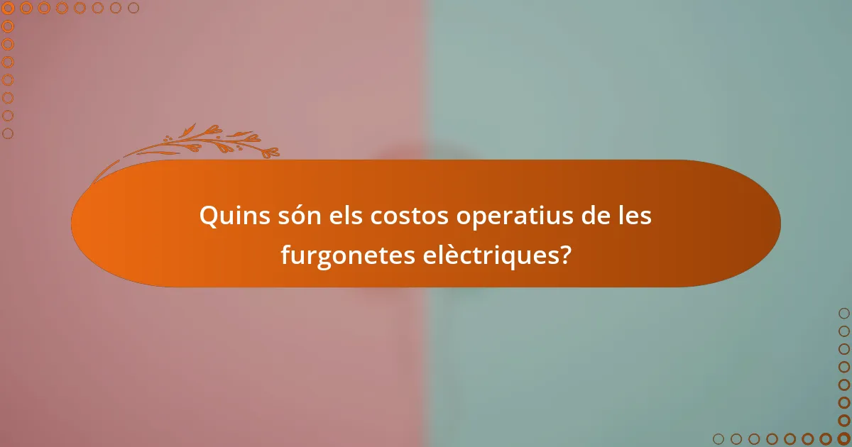 Quins són els costos operatius de les furgonetes elèctriques?