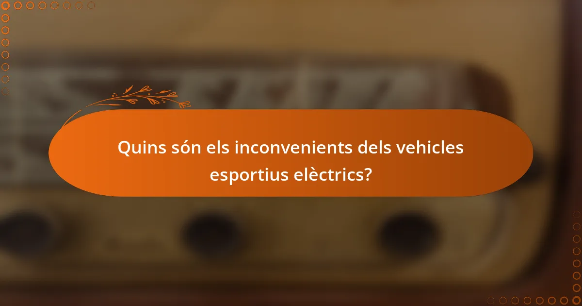 Quins són els inconvenients dels vehicles esportius elèctrics?