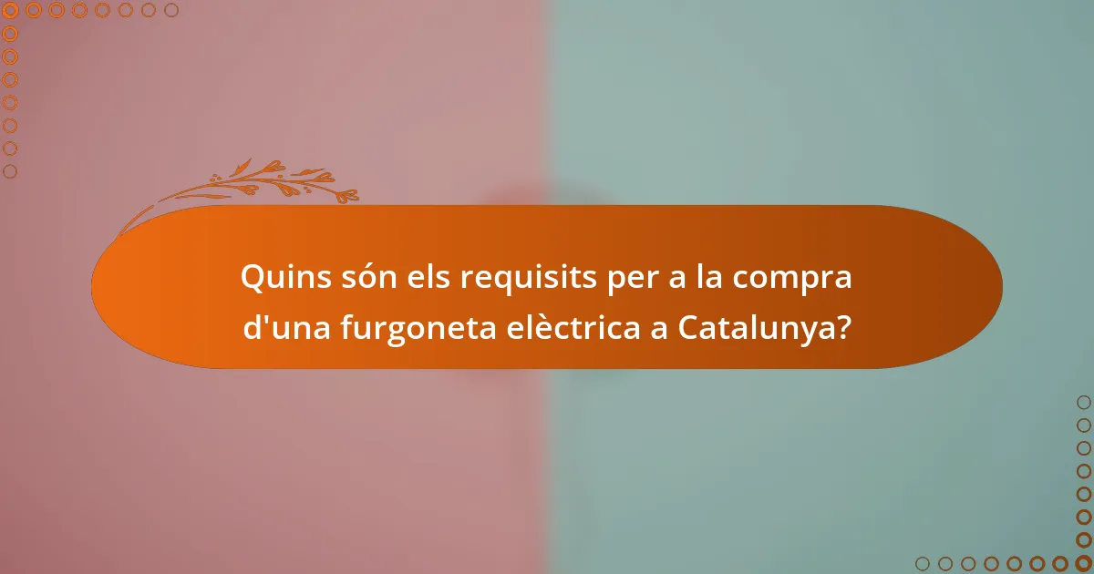Quins són els requisits per a la compra d'una furgoneta elèctrica a Catalunya?