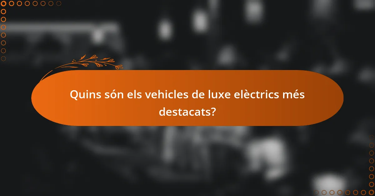 Quins són els vehicles de luxe elèctrics més destacats?