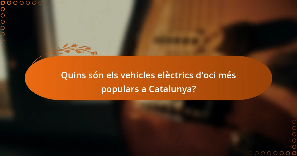Quins són els vehicles elèctrics d'oci més populars a Catalunya?